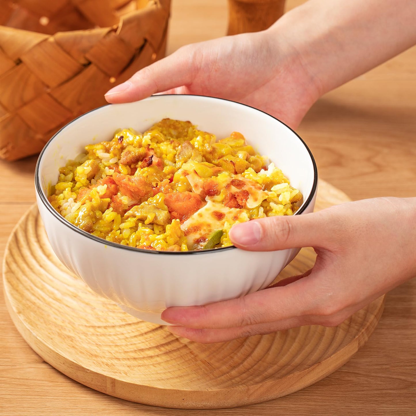 Classic White Ceramic Bowls Set of 4 - 700ml Multi-Purpose Bowls