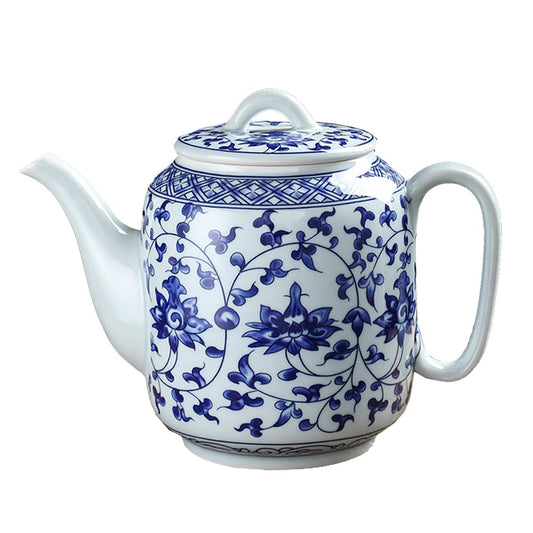 Classic Blue & White Porcelain Teapot 28oz - Perfect for Tea Parties