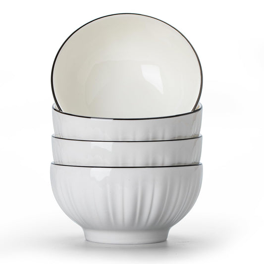 Classic White Ceramic Bowls Set of 4 - 700ml Multi-Purpose Bowls