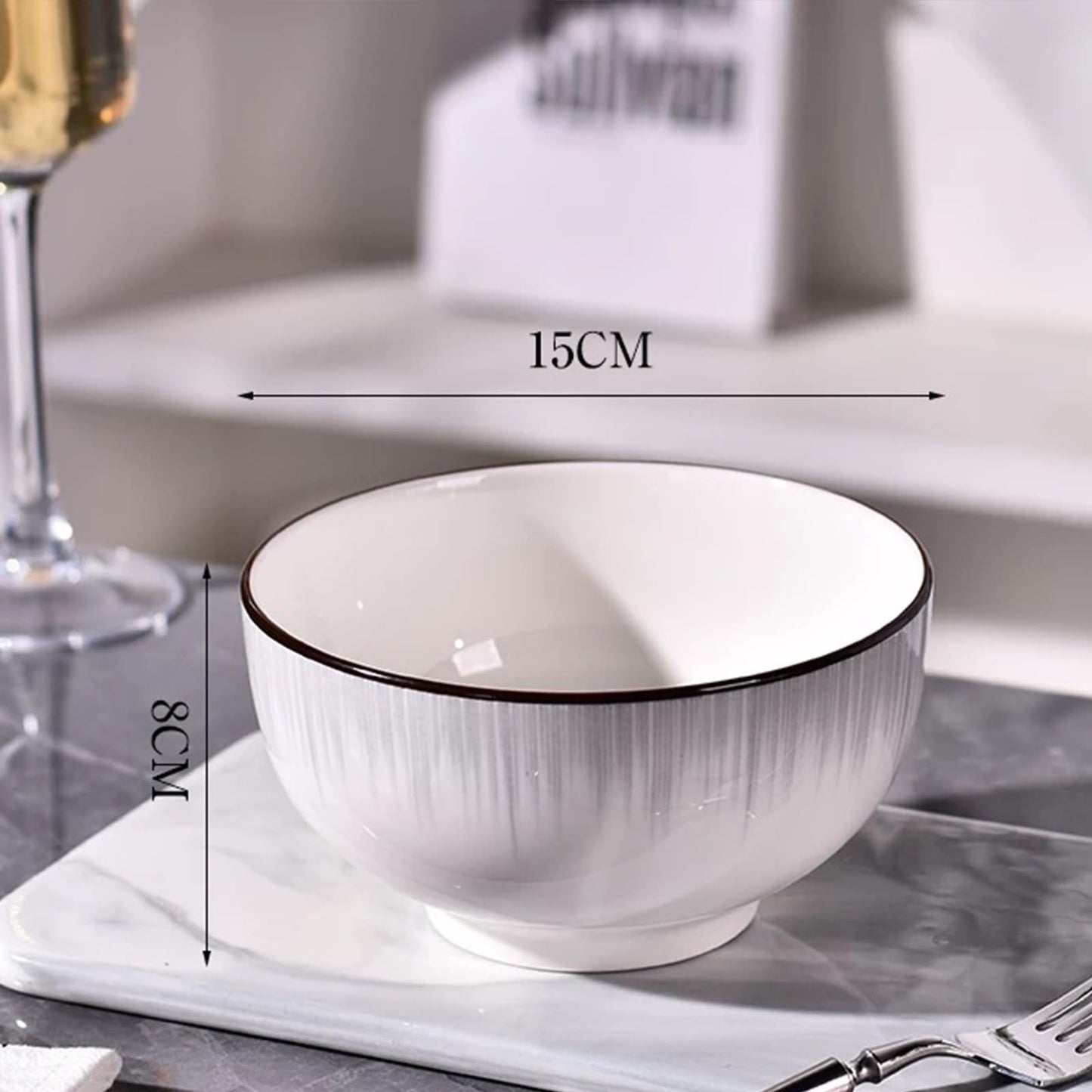 Elegant White Ceramic Bowls Set of 4 - 700ml All-Purpose Dinnerware