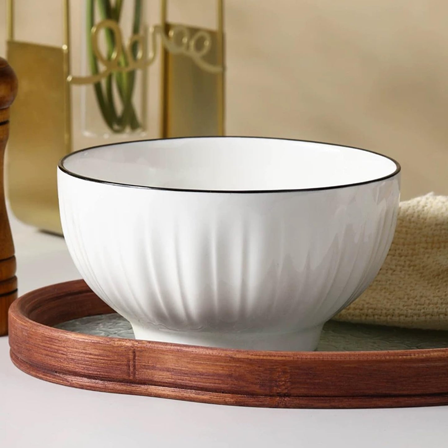 Classic White Ceramic Bowls Set of 4 - 700ml Multi-Purpose Bowls