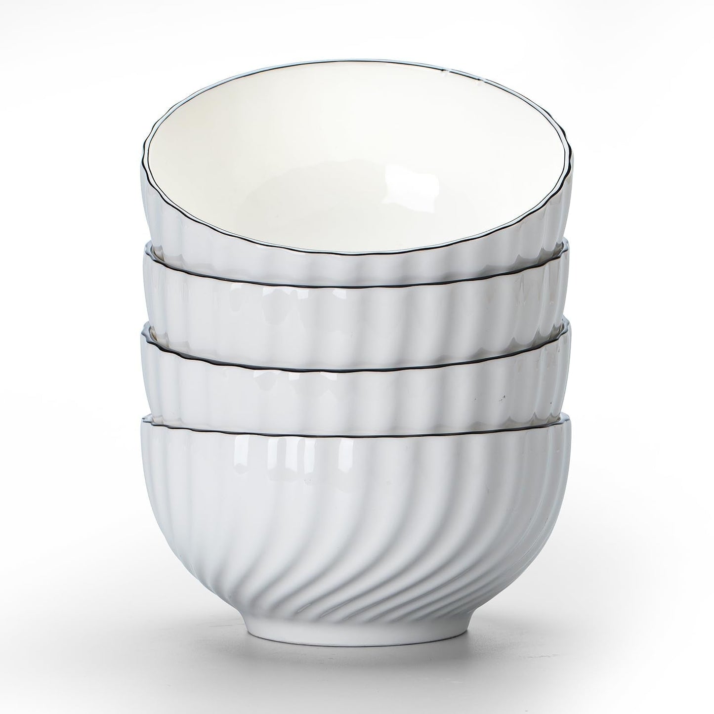 Modern White Ceramic Bowls Set of 4 - 700ml Versatile Serving Bowls