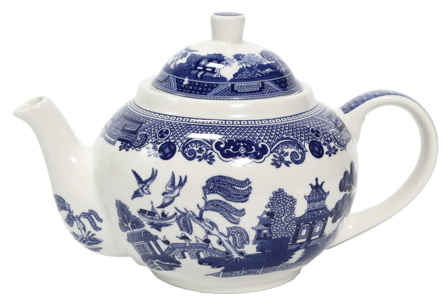 Traditional Blue Willow Porcelain Teapot 1 Litre - Classic Design