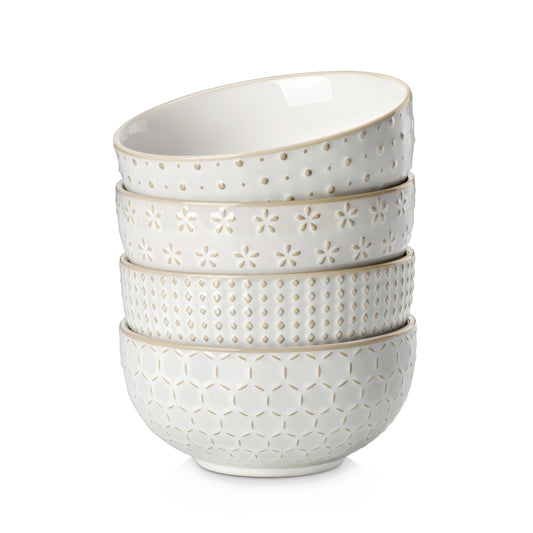 Large Stoneware Bowls Set of 4 - 30oz Soup Ramen Salad Bowls