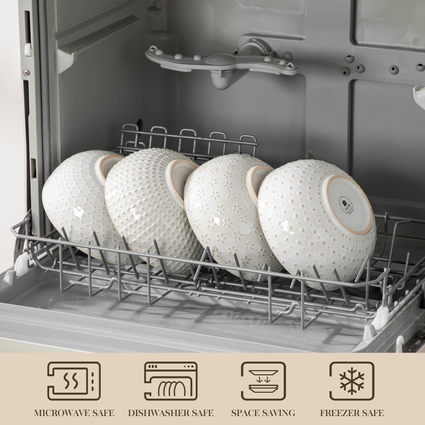 Large Stoneware Bowls Set of 4 - 30oz Soup Ramen Salad Bowls