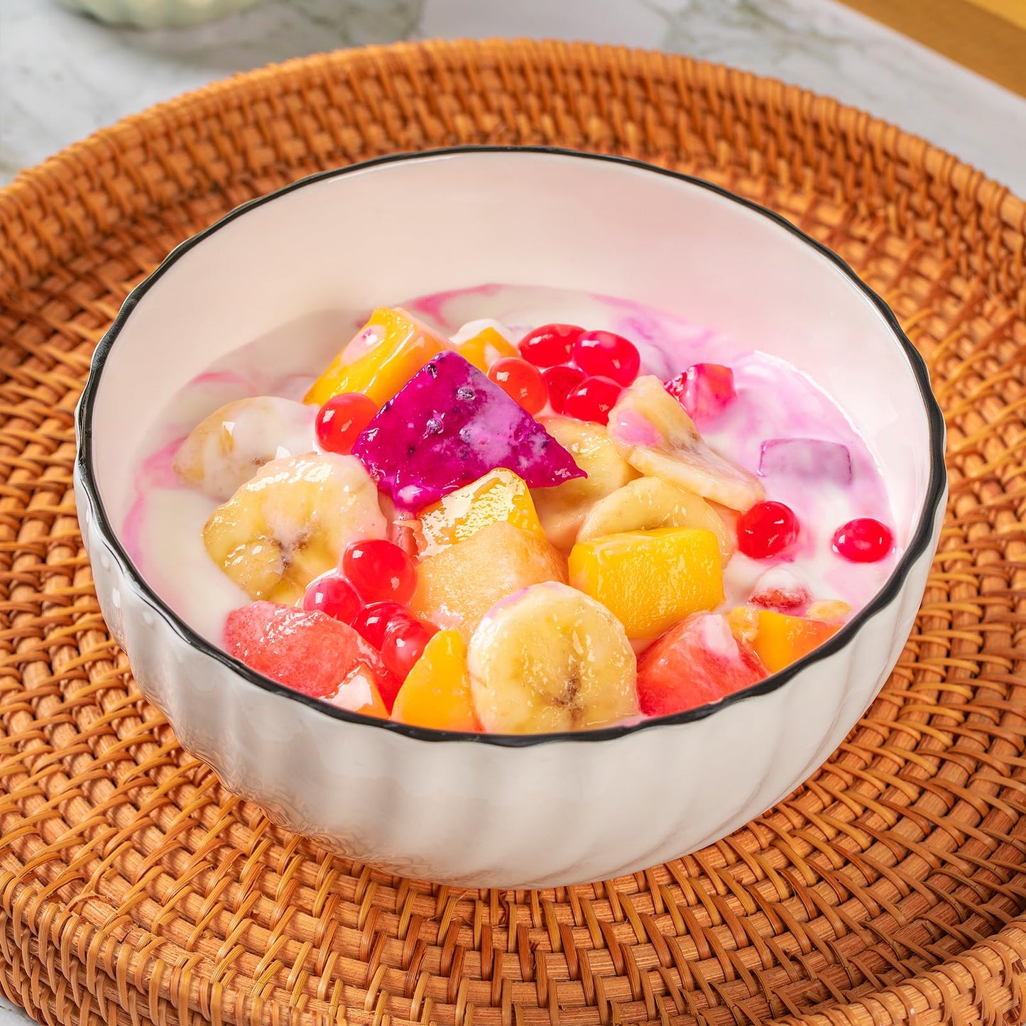 Modern White Ceramic Bowls Set of 4 - 700ml Versatile Serving Bowls