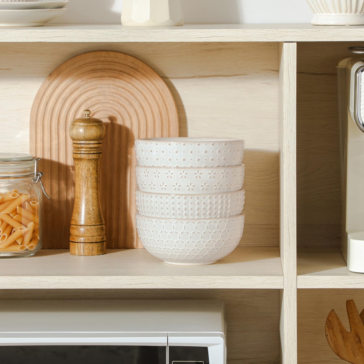 Large Stoneware Bowls Set of 4 - 30oz Soup Ramen Salad Bowls